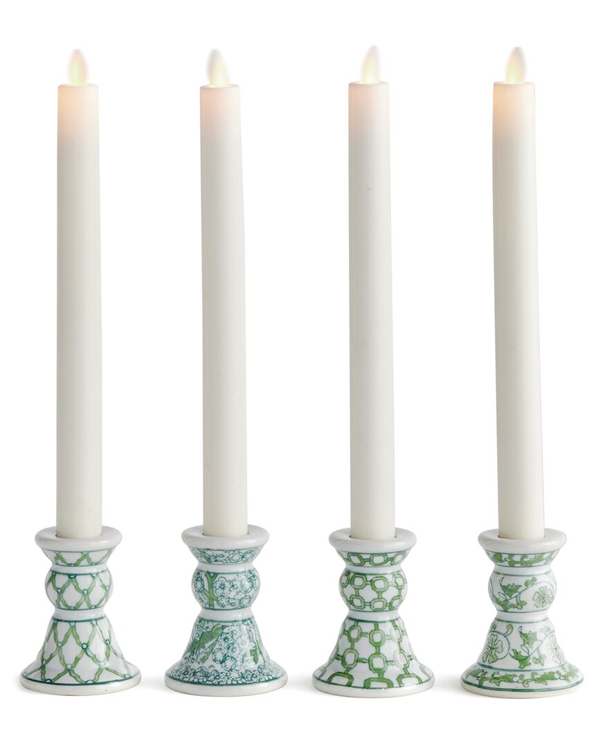 Napa Home & Garden Set Of 4 Imperial Mini Taper Holders In Green