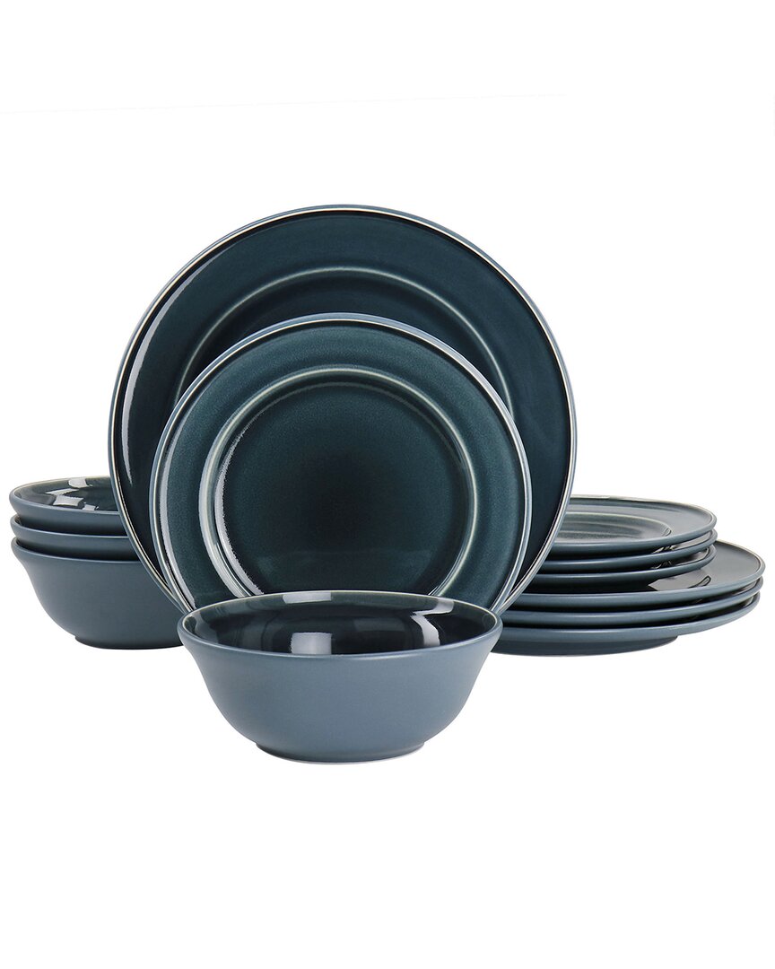 Martha Stewart 12pc Speckle Glaze Stoneware Dinnerware Set In Blue