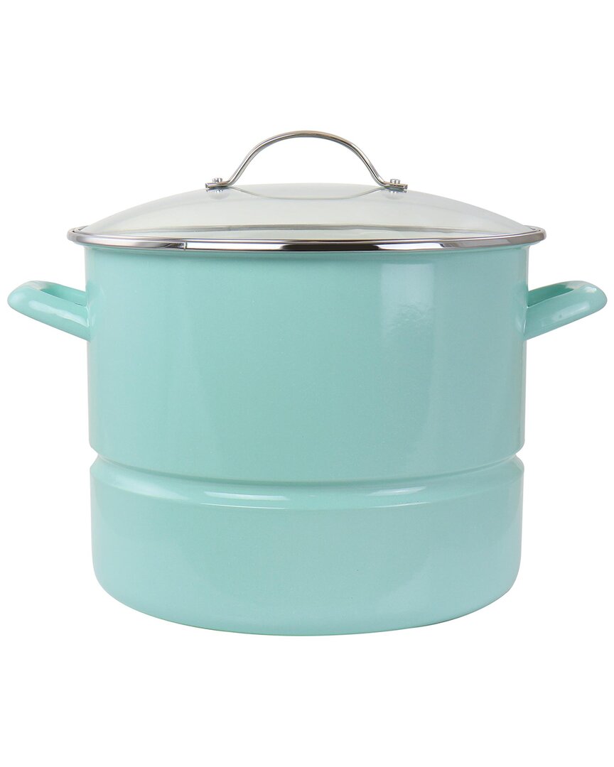 Martha Stewart 16in Enamel On Steel Roasting Pan With Rack In Blue