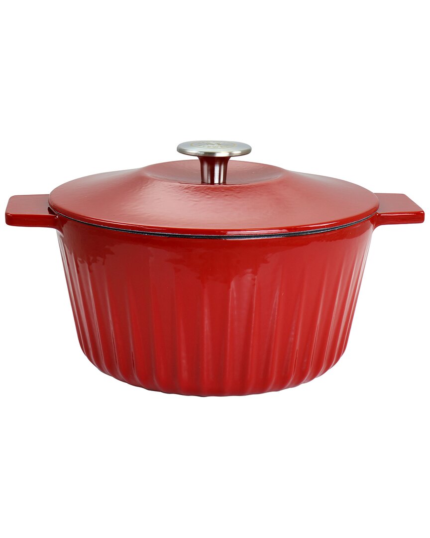 Shop Martha Stewart 5qt Enameled Cast Iron Round Dutch Oven With Lid In Red