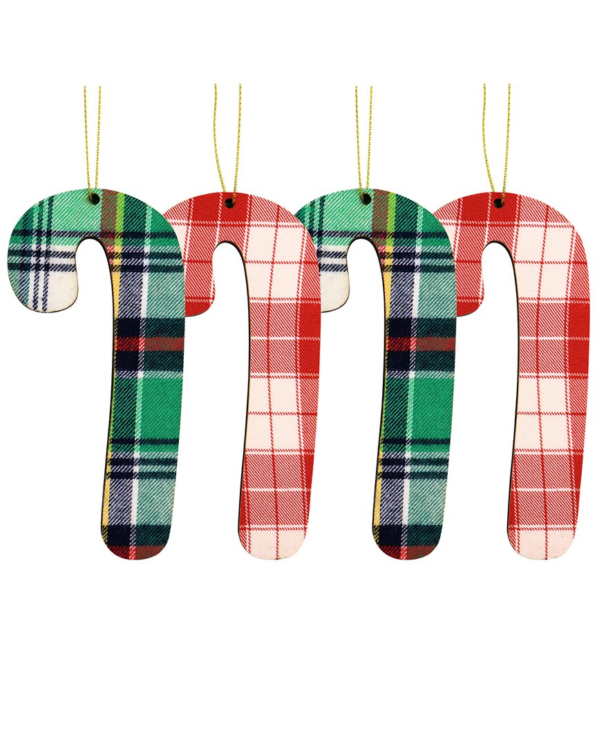 Martha Stewart Holiday 4pc Candy Cane Ornament Set In Multicolor