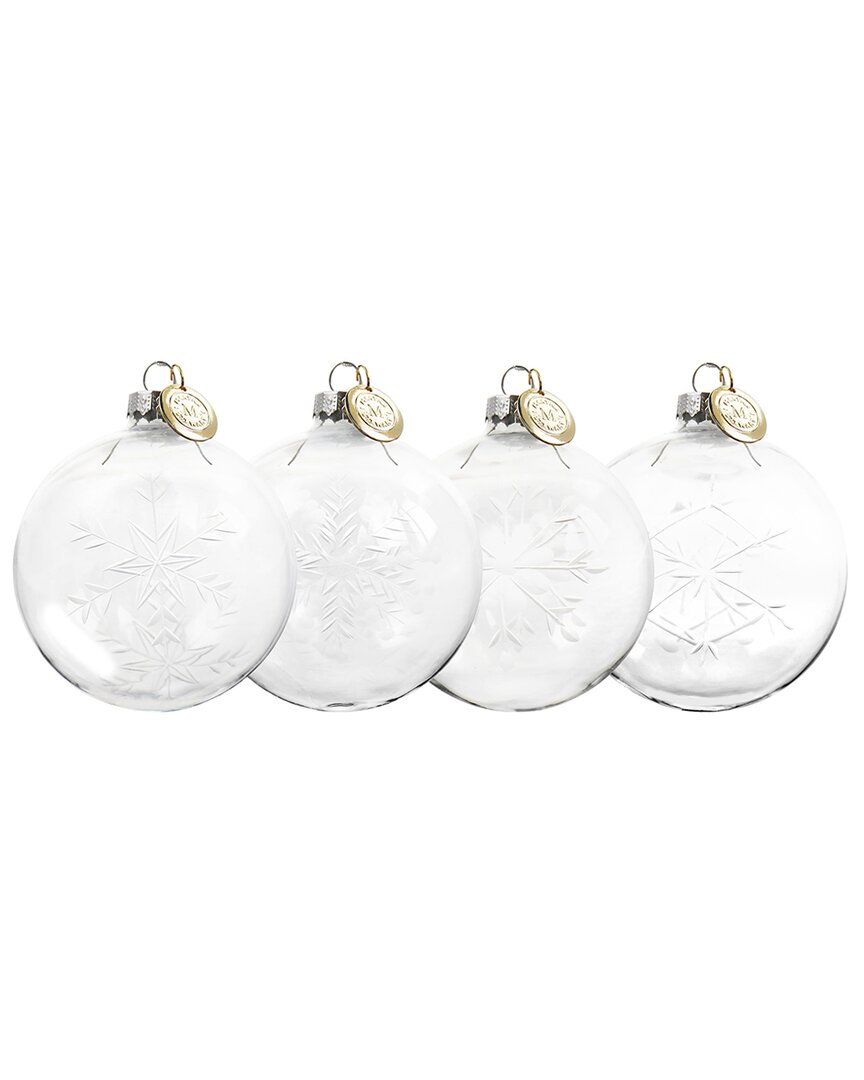 Martha Stewart Holiday 4pc Glass Snowflake Ball Ornament Set In Clear