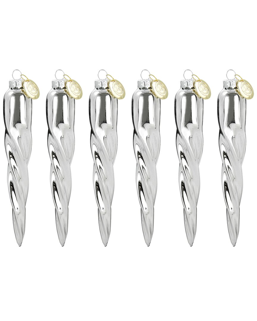 Martha Stewart Holiday 4pc Icicle Ornament Set In Silver