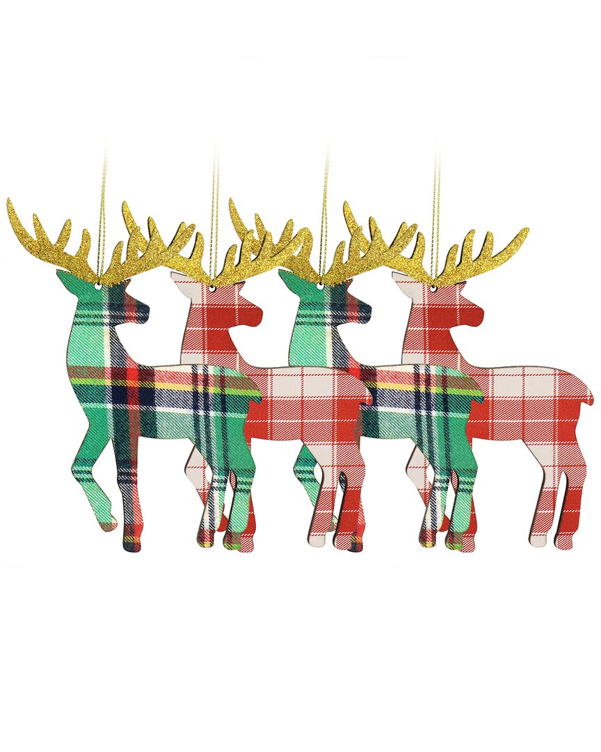 Martha Stewart Holiday 4pc Reindeer Ornament Set In Multicolor