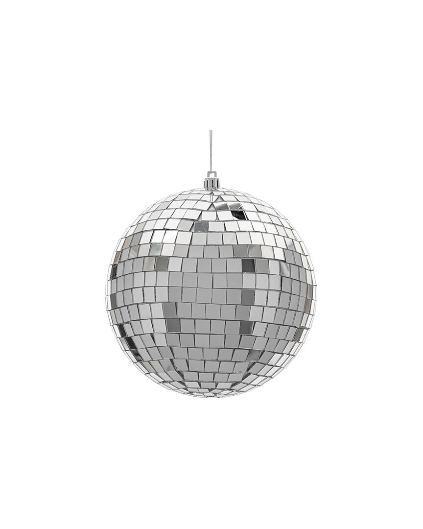 Vickerman Set Of 4 Silver 6in Mirror Ball Ornaments