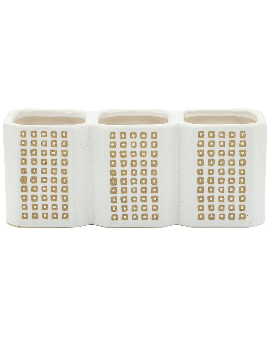 Sagebrook Home 3-cup Dotted Pen Holder In Ivory