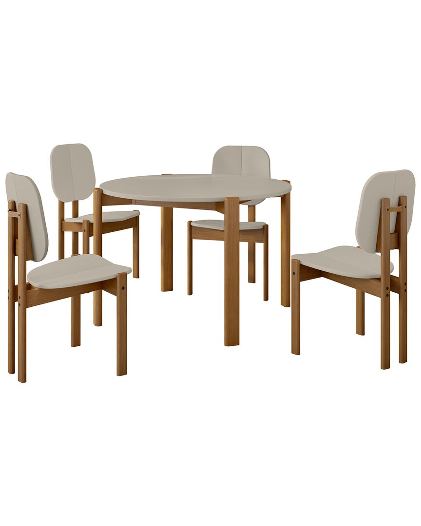 Manhattan Comfort Mid-century Modern Gales 5pc Round 46in Dining Table Set