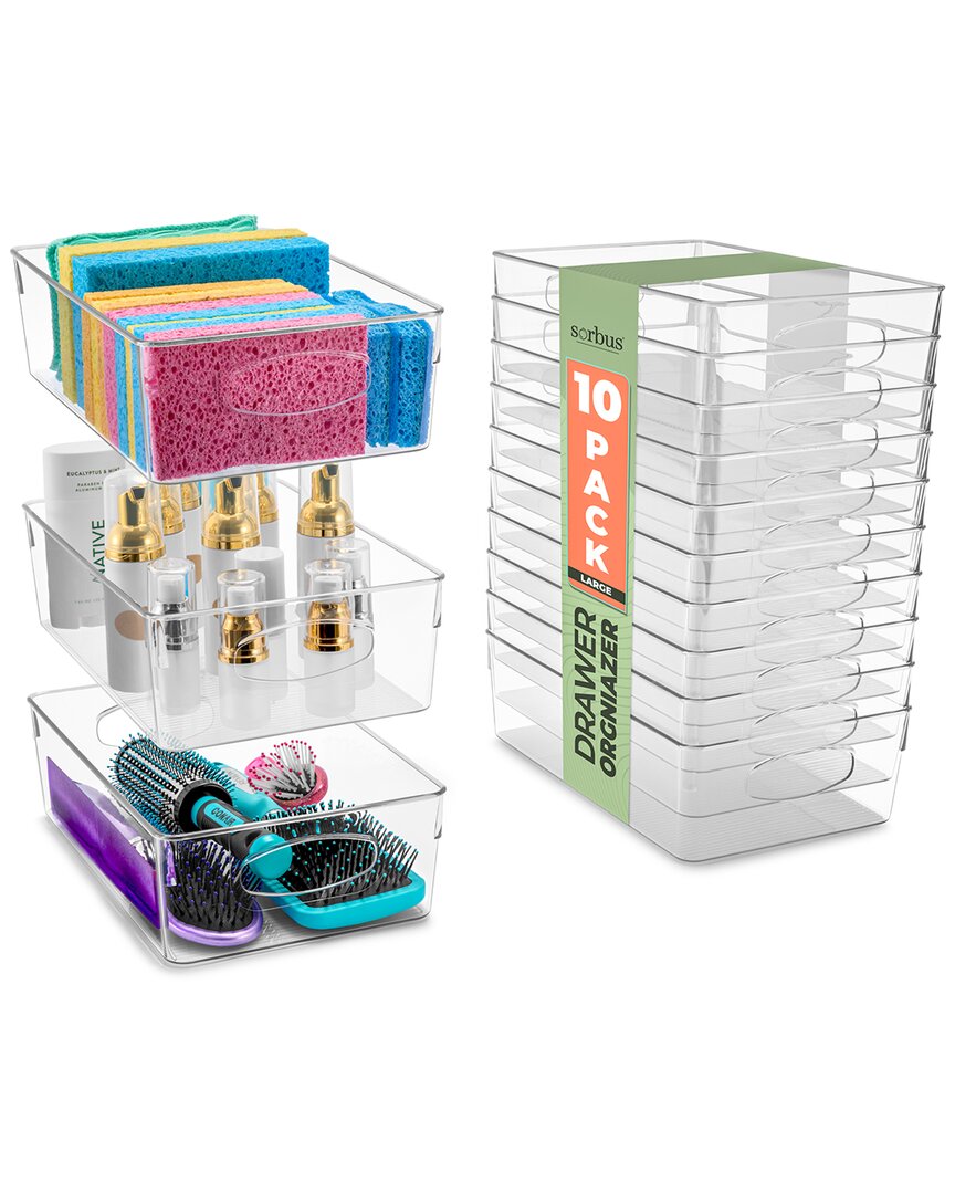 Sorbus 10 Pack Plastic Container Bins With Handles In Multi