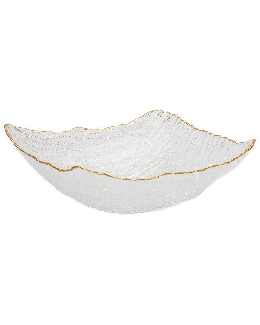 Alice Pazkus Glass Square Salad Bowl With Rim In Gold