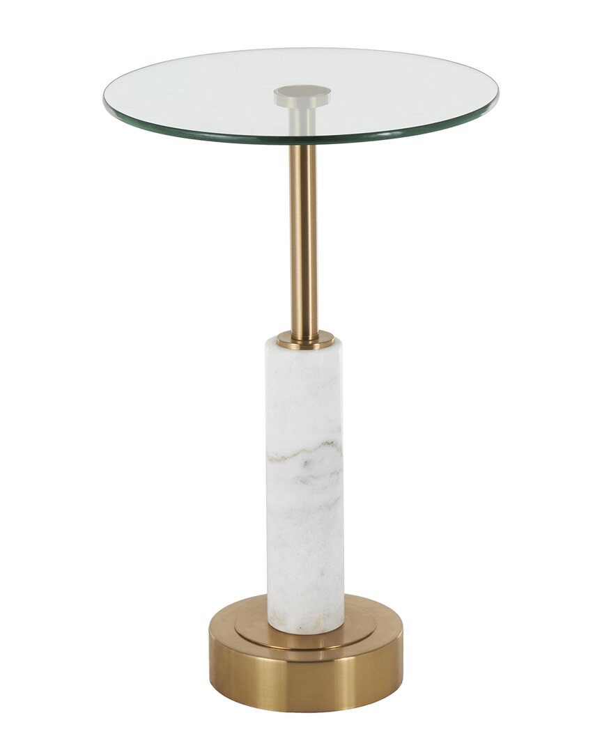 Peyton Lane White Marble Round Side End Accent Ta