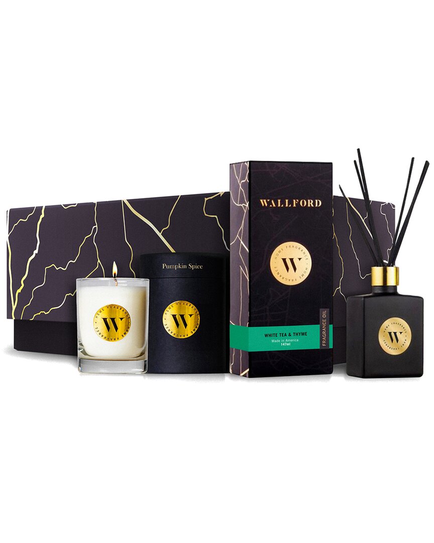 Shop Wallford Home Fragrance Wallford 2pc Candle With Pumpkin Spice & White Tea & Thyme Reed Diffuser Set