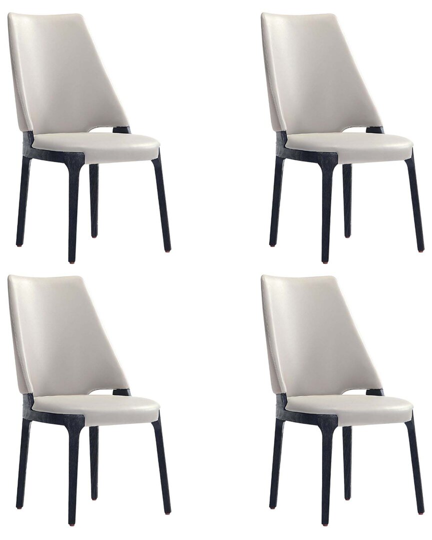Manhattan Comfort Kara Modern Leatherette & Velvet Upholstered Dining Chair In Grey