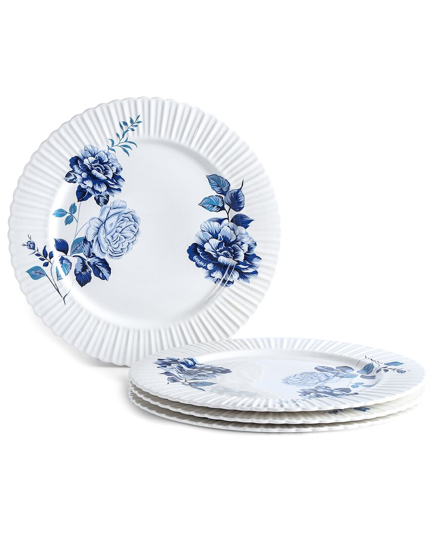 Stone Lain Fiore 4-piece Dinner Plate Set New Bone China In White