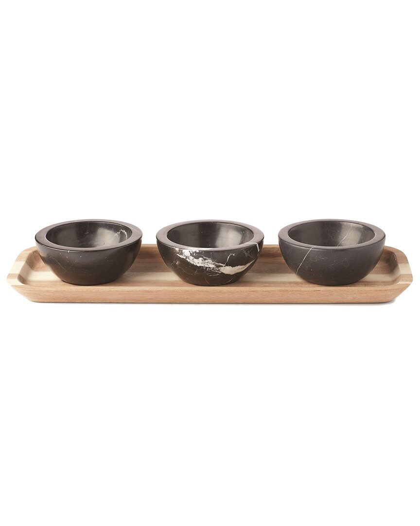 Lenox Lx Collective Tray Set With 3 Dip Bowls In Black
