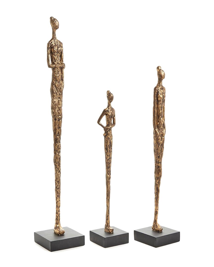 TOZAI TOZAI SET OF 3 STANDING TALL FEMALE SCULPTURES ON BLACK STAND