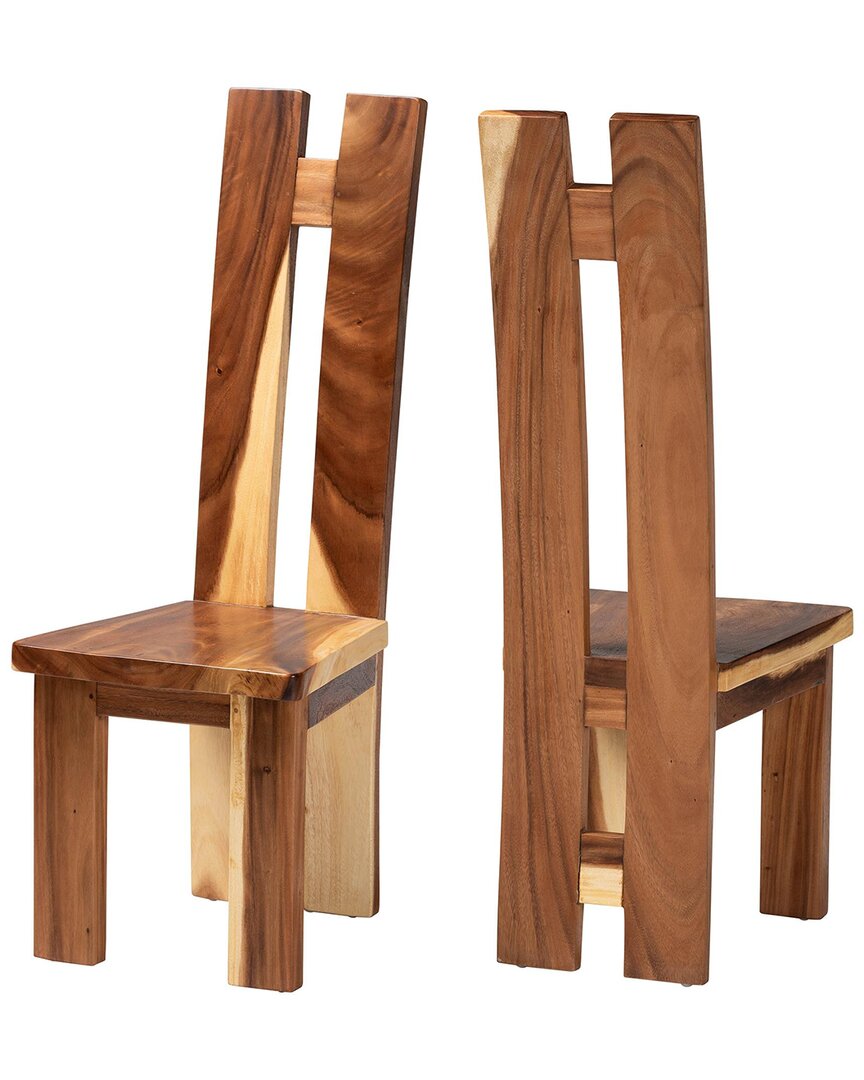 Baxton Studio Set Of 2 Lin Suar Wood Dining Chairs