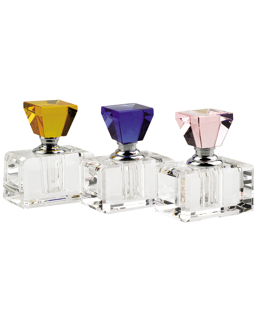 Badash Crystal Rainbow 3pc Crystal Perfume Set In Transparent