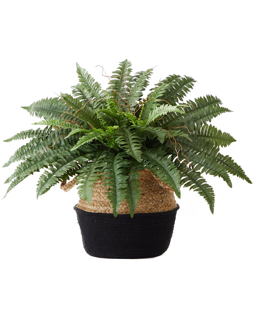 Nearly Natural 23in Artificial Boston Fern Plant With Handmade Basket Diy Kit In Green