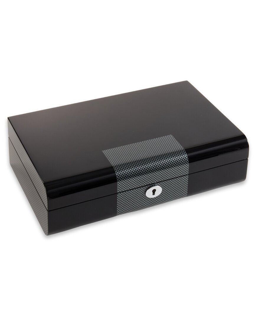 Bey-berk Carbon Fiber Design 10-watch Storage Case With Lock Closure In Black