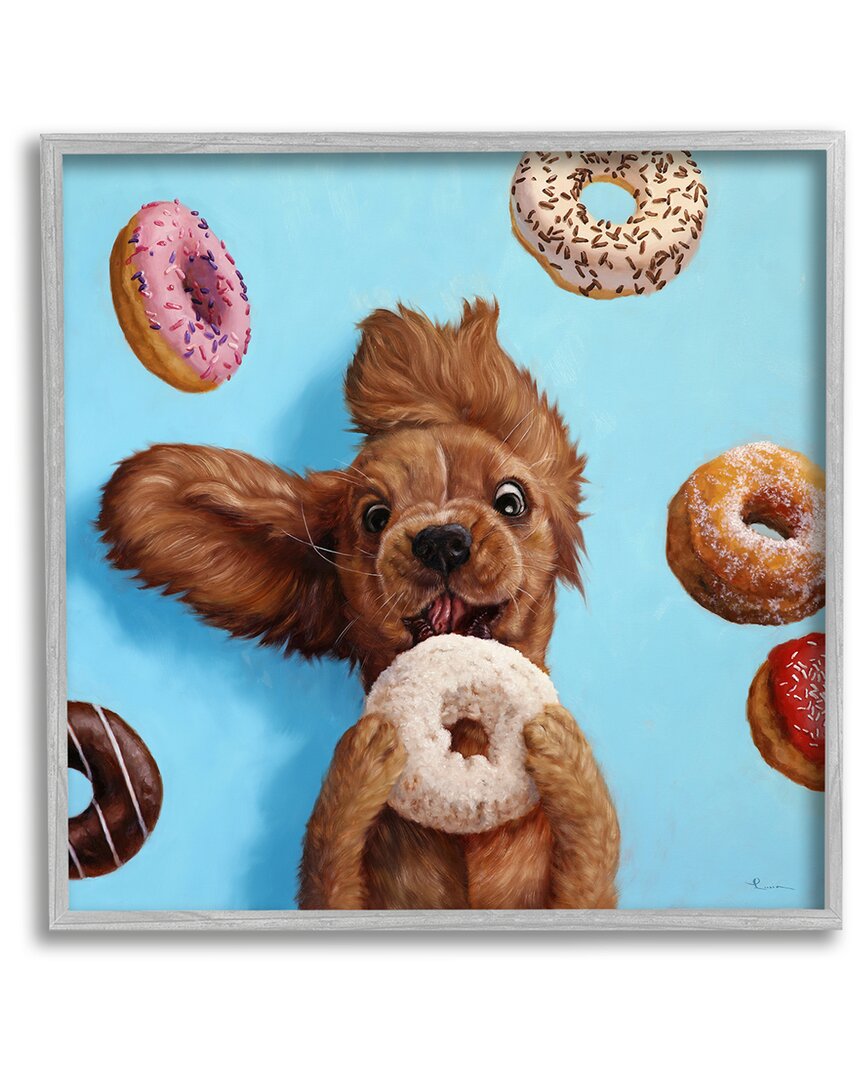 Stupell Funny Face Dog Licking Donut Framed Giclee Wall Art By Lucia Heffernan
