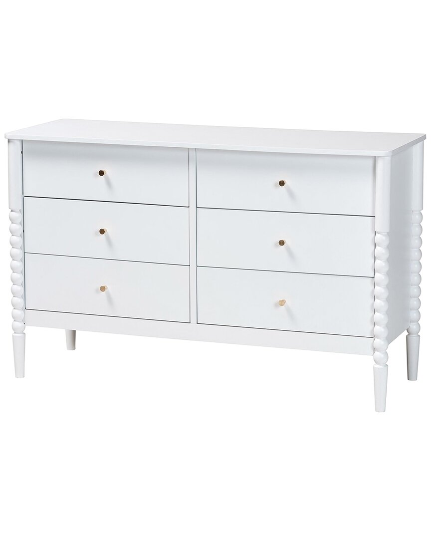 Baxton Studio Lucera Mid-century Bobbin Wood 6-drawer Dresser