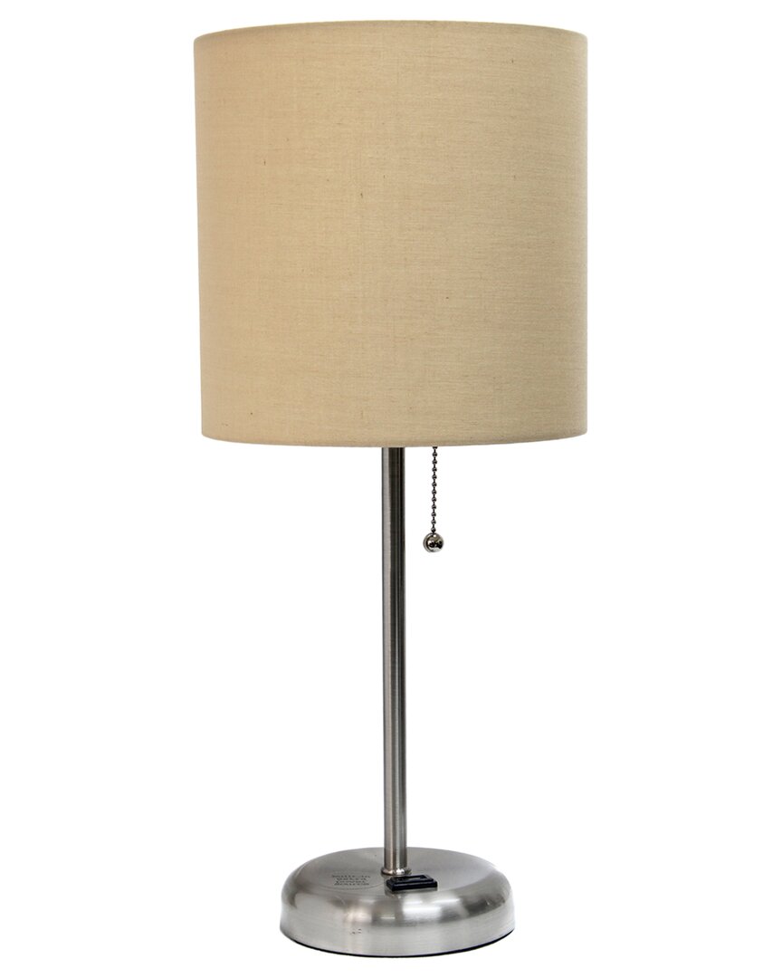 Lalia Home Laila Home Stick Lamp With Charging Outlet And Fabric Shade In Tan