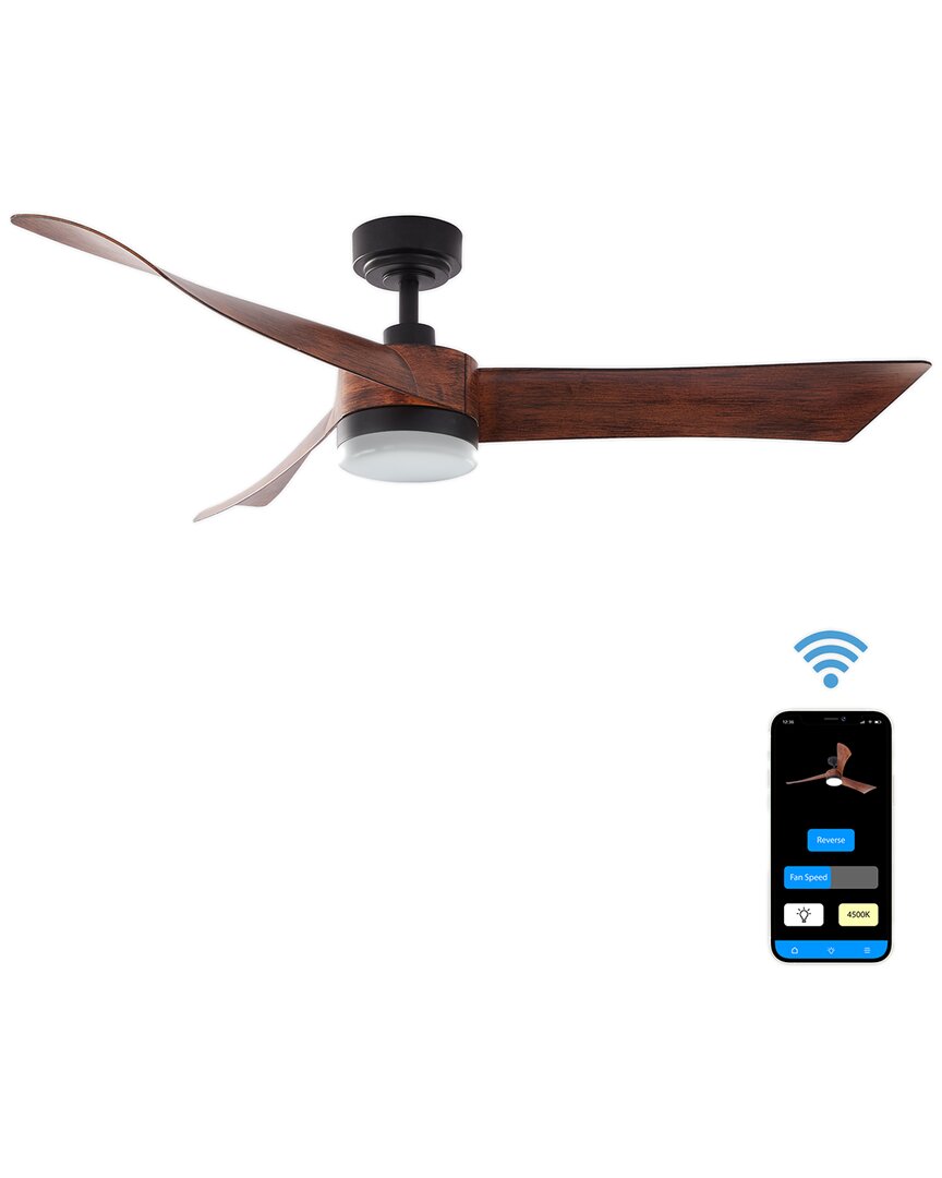 Promounts 54in Wifi Led Indoor Dark Brown Woodgrain Style Smart Bluetooth Ceiling Fan