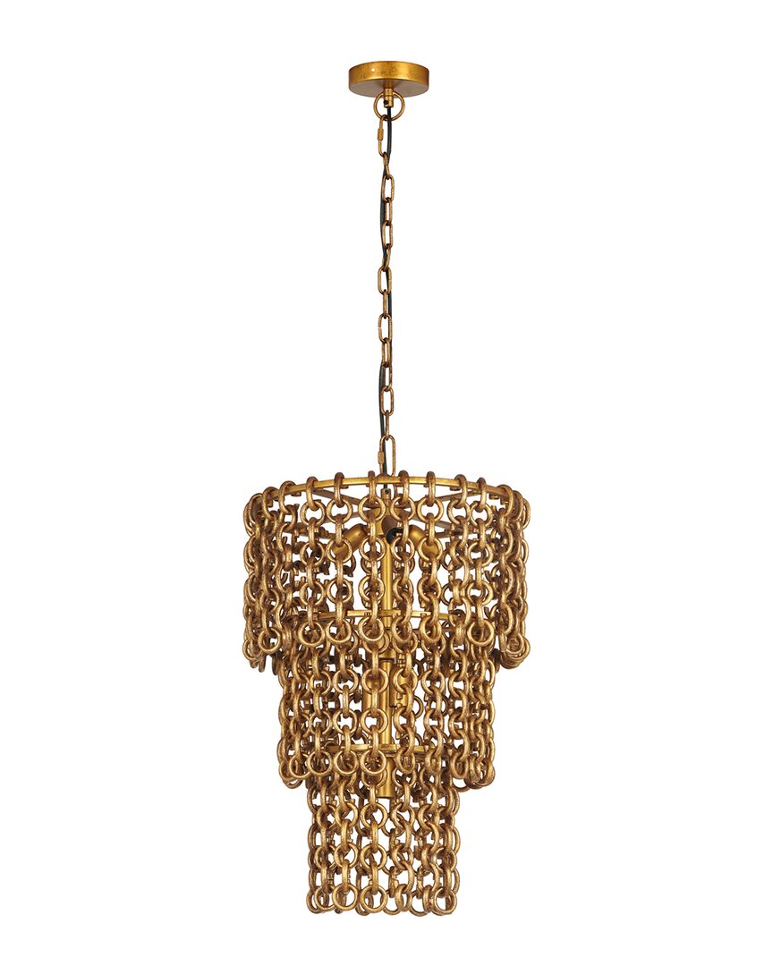 Tov Furniture Nirsa Brass Chain Link 3-tier Chandelier