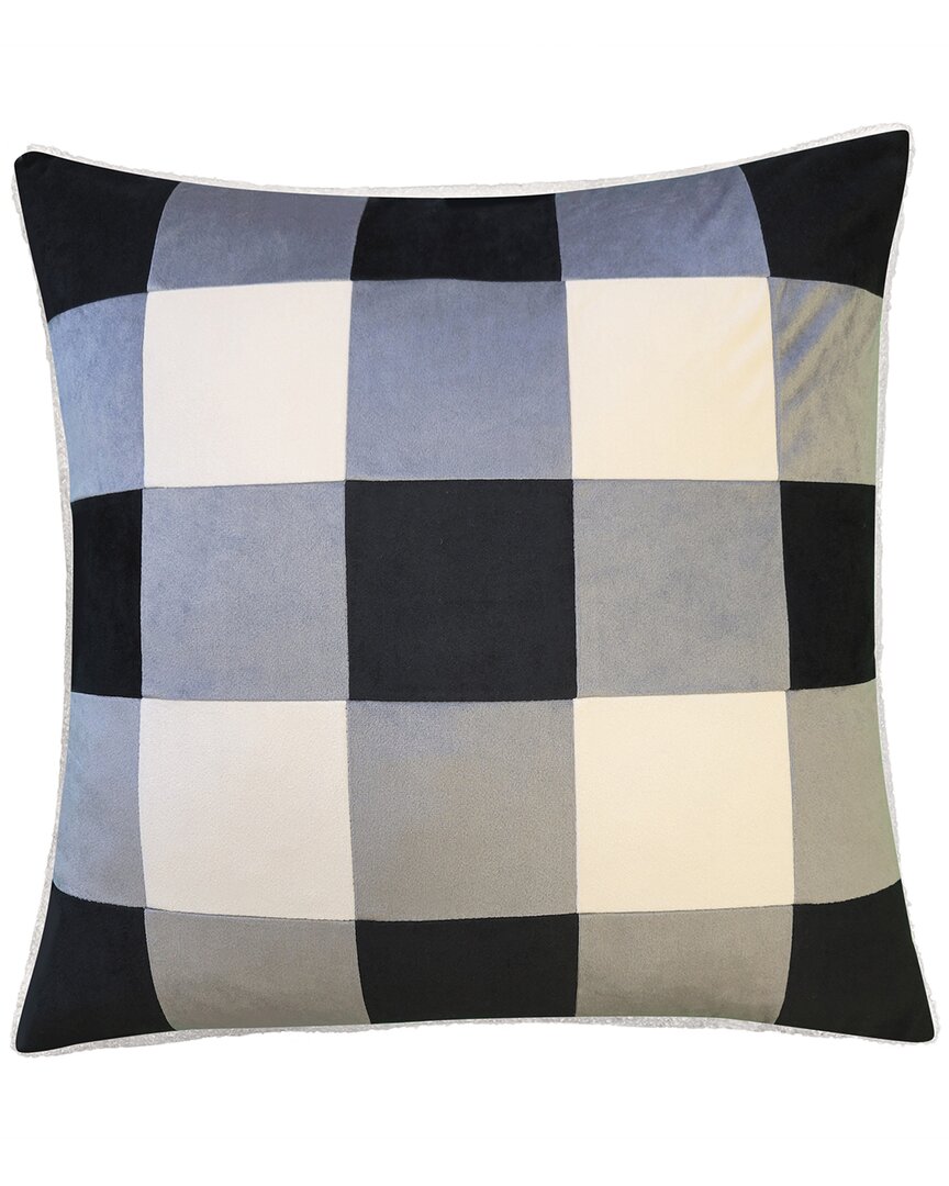 Edie Home Edie@home Velvet Buffalo Check Colorblocked With Teddy Reverse Decorative  Pillow In Black