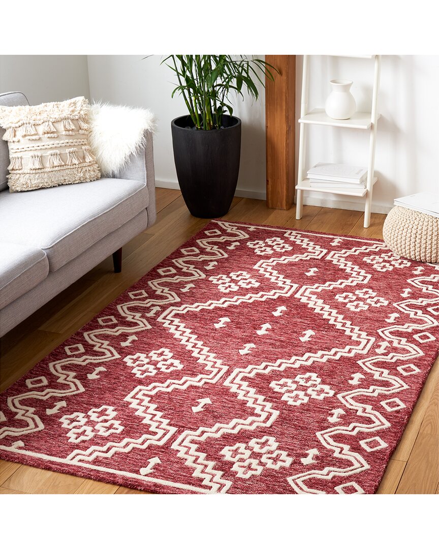 Safavieh Abstract Sandfire Aztec Hand-tufted Wool Rug In Red
