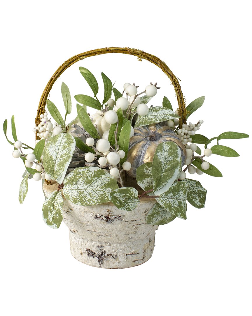 Northlight Gourds And Berries With Foliage In Green