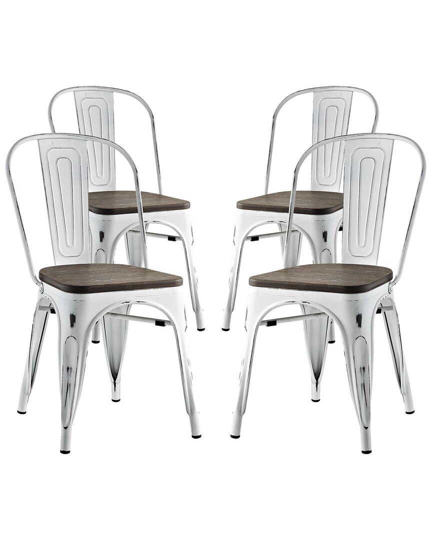 Modway Discontinued Promenade Set Of 4 Steel Dining/side Chairs