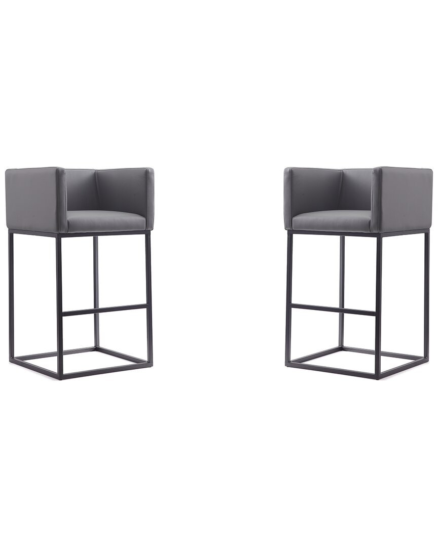 Manhattan Comfort Set Of 2 Embassy Bar Stools In Gray