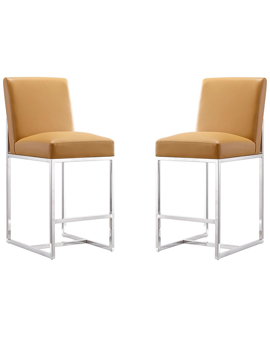 Manhattan Comfort Element 24 Faux Leather Counter Stool In Camel An