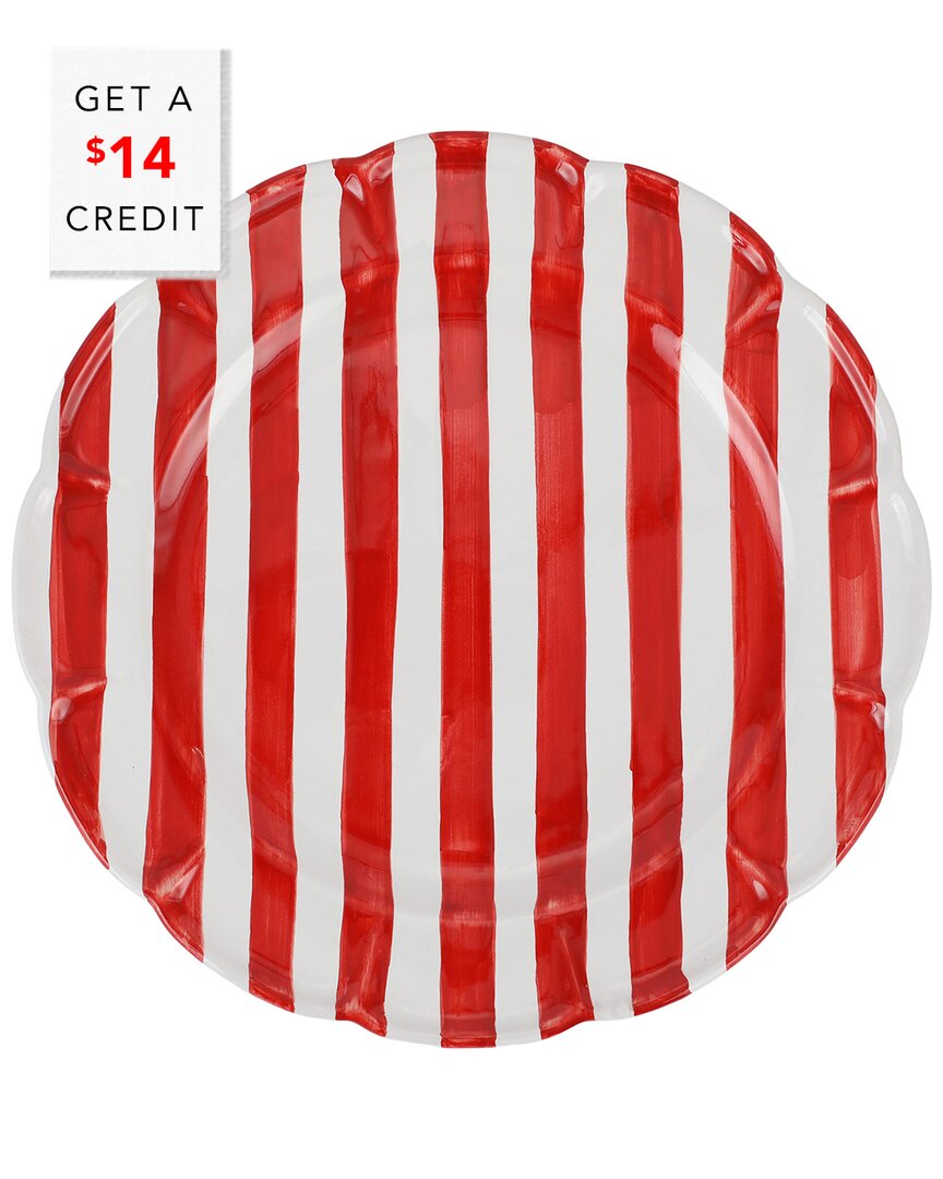 Shop Vietri Amalfitana Stripe Round Platter With $14 Credit In Red