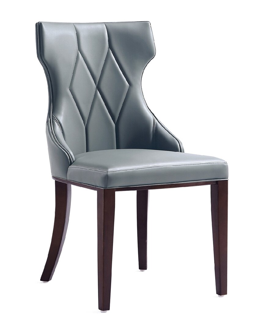 Manhattan Comfort Reine Faux Leather Dining Chair In Pebble Grey- Se In Gray