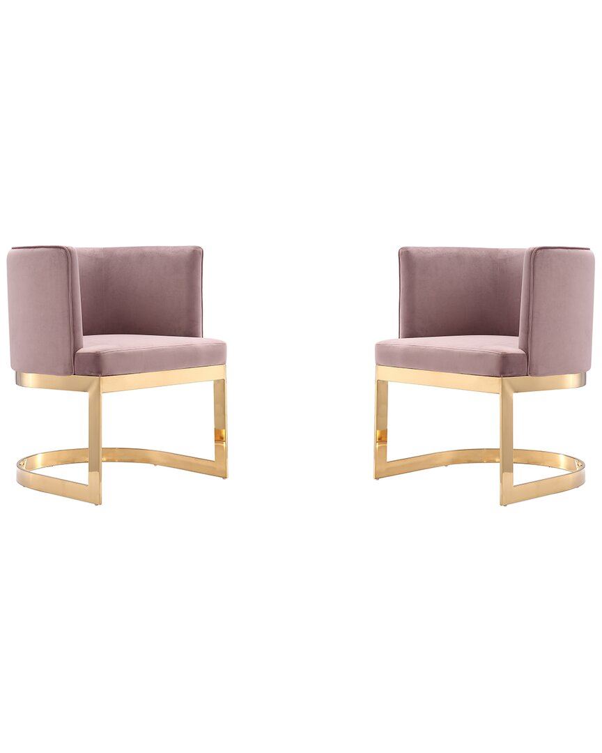 Manhattan Comfort Set Of 2 Aura Dining Chairs In Pink