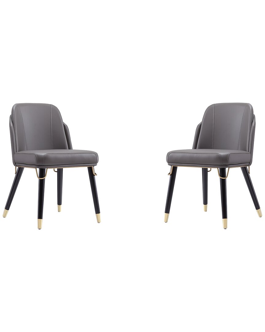Manhattan Comfort Set Of 2 Estelle Dining Chairs In Gray