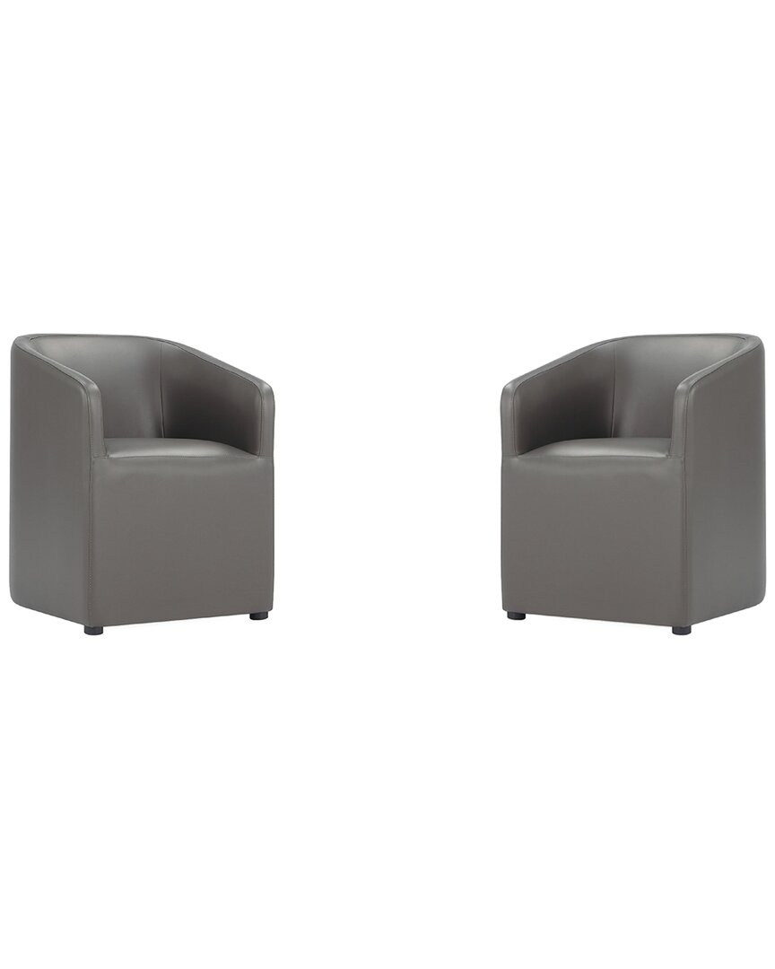 Manhattan Comfort Anna Round Faux Leather Dining Chair In Pewter - S