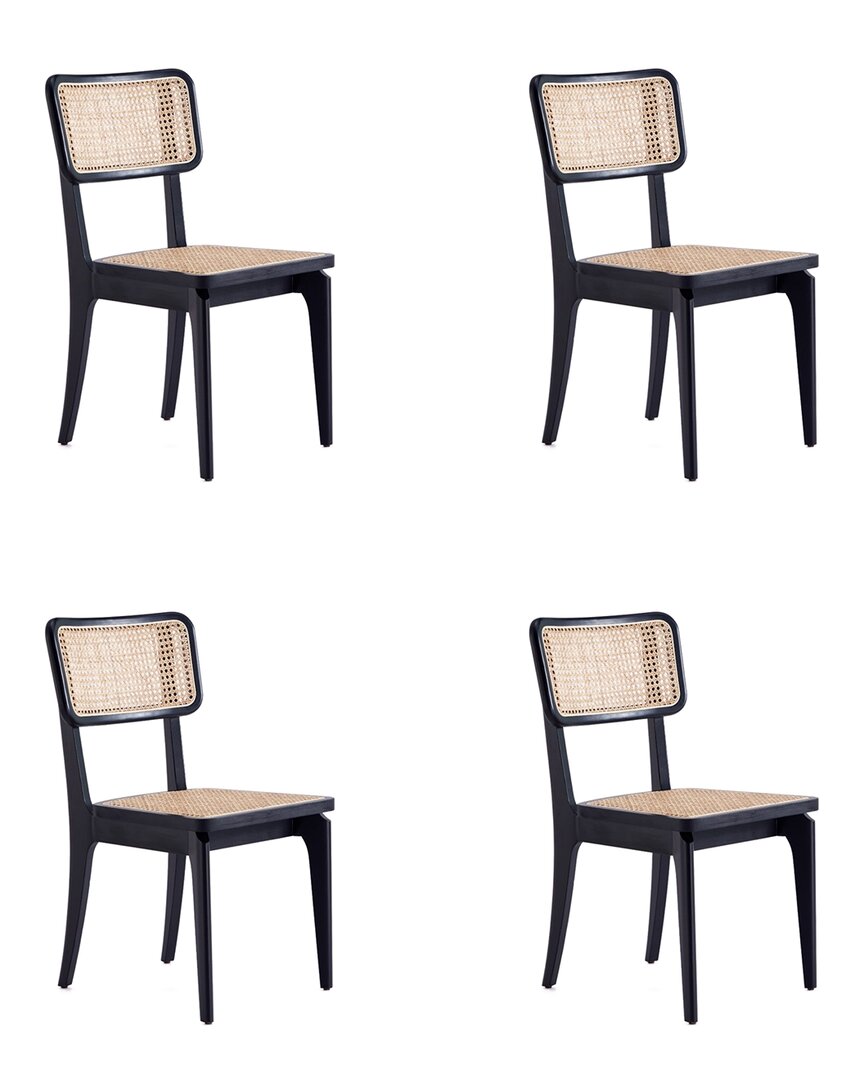 Manhattan Comfort Giverny Dining Chair In Black And Natural Cane - S