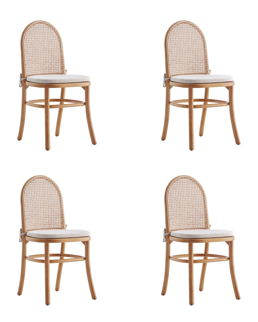 Manhattan Comfort Paragon Dining Chair 1.0 With Cream Cushions In Na In Brown