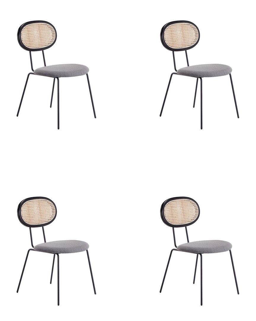 Manhattan Comfort Jardin Dining Chair In Black With Cane And Grey Up
