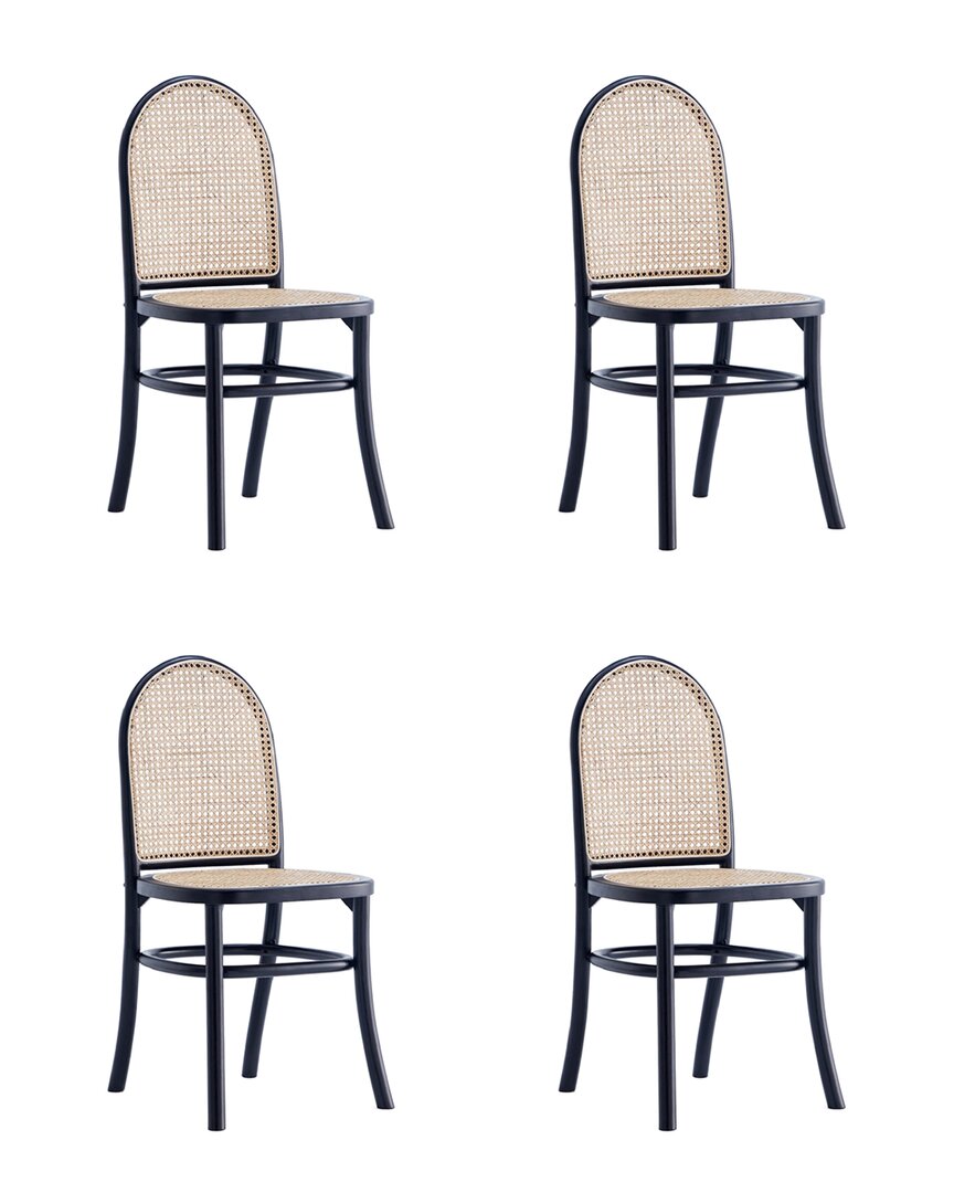 Manhattan Comfort Paragon Dining Chair 2.0 In Black And Cane - Set O In Neutral