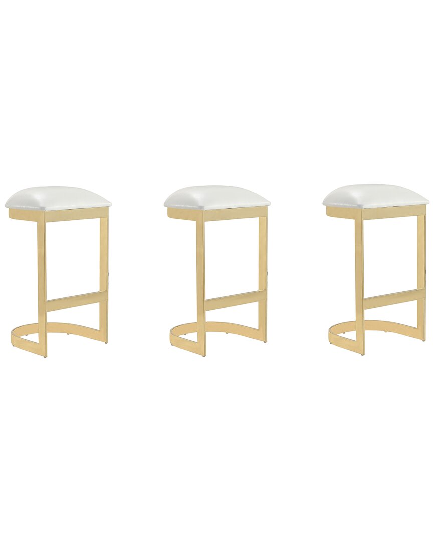 Manhattan Comfort Set Of 3 Aura Bar Stools In Gold