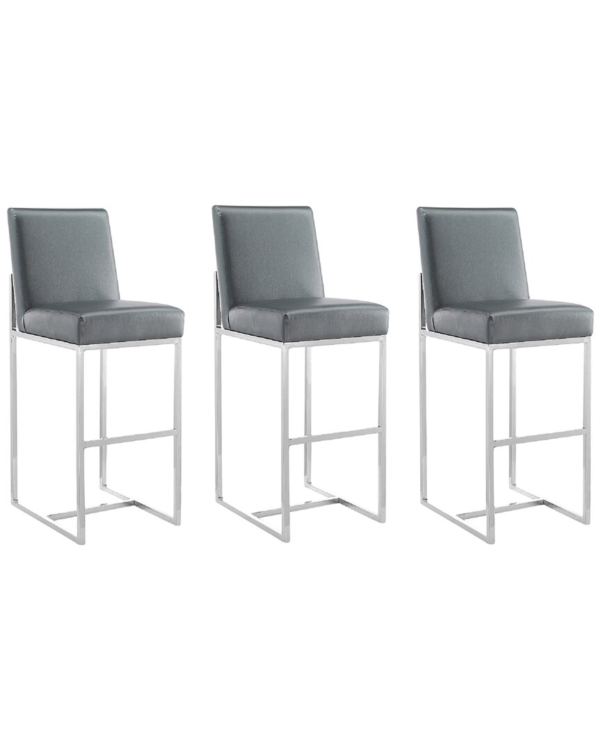 Manhattan Comfort Element 29 Faux Leather Bar Stool In Graphite And In Gray