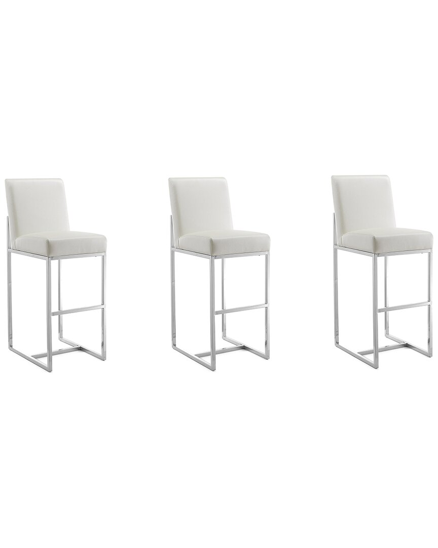 Manhattan Comfort Element 29 Faux Leather Bar Stool In Pearl White