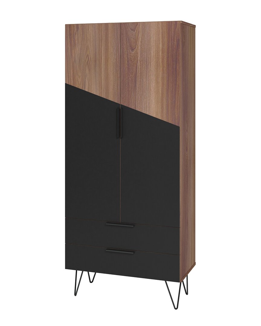 Manhattan Comfort Beekman 67.32 Tall Cabinet In Brown And Black