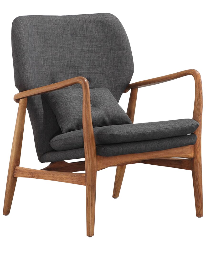 Manhattan Comfort Bradley Accent Chair In Charcoal And Walnut