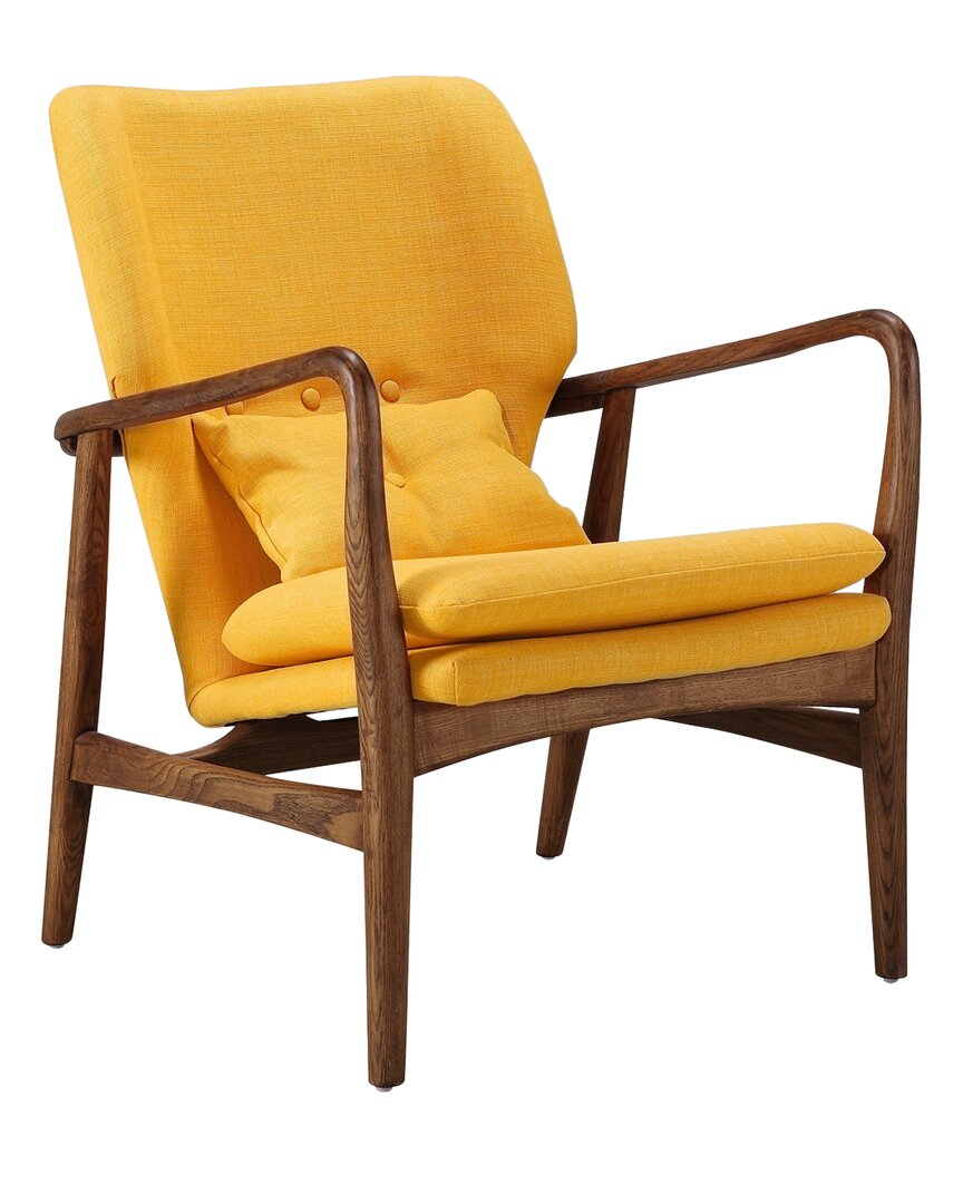 Manhattan Comfort Bradley Accent Chair In Yellow And Walnut