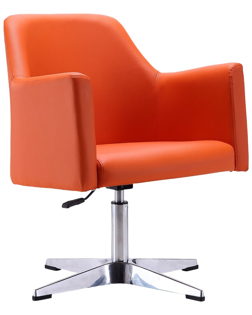 Manhattan Comfort Pelo Adjustable Height Swivel Accent Chair In Oran In Orange
